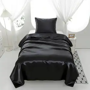 Morbuy Satin Bettwäsche 135x200, Kühlende Bettwäsche Schwarz Bettwäsche-Sets Sei