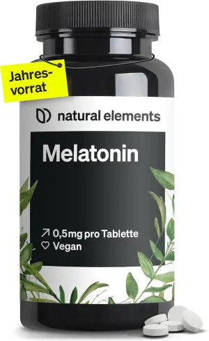natural elements Melatonin – 365 Tabletten – 0,5mg Melatonin pro Tablette – hoch
