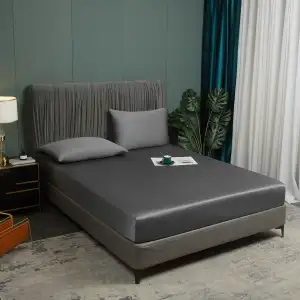 Spannbettlaken 180x200 Bambus Spannbetttuch Dunkelgrau Kühlende Bettlaken 100% B