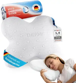 Seitenschläferkissen ACAMAR für erholsamen Schlaf, Vom Regenerationspartner des DSV Olympia Teams 2024, Schmetterlings-Kissen mit Thermo Bezug für Seitenschläfer, Ergonomisches Memory Foam-Kopfkissen