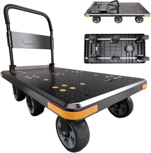 Plattformwagen Klappbar 1000 kg Traglast, 6-Rad Transportwagen mit Verstärktem S