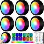 6 Stück LED RGB Spots Batteriebetrieben mit Fernbedienung,RGB LED Schrankbeleuchtung Kabellos,Kle...