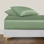 LINENWALAS Bio Bambus Seiden Spannbetttuch 180x200 cm, Deep Pocket bis zu 40 cm weich, Öko-Tex-Ze...