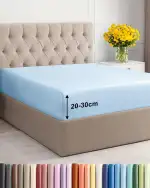 Spannbettlaken 90x200cm Himmelblau - Extra Tiefes Spannbetttuch für Matratzen & Boxspringbett bis 30cm (12") Höhe - Mikrofaser - Weiche Gebürstete - Knitterfrei, Schrumpf- & Farbbeständig - Oeko-TEX