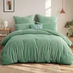 Aisbo Winter Plüsch Bettwäsche 220x200 3teilig Grün - Flanell Flauschige Warme Bettbezug und 2 Ki...