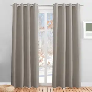 PONY DANCE Vorhang Wärmeisolierend Wohnzimmer Gardinen Modern Gardienen 2-Set Verdunklungsvorhänge mit Ösen Thermovorhang, Sandfarben, H 210 x B 132 cm