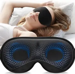 Umisleep 2026 Gewichtet Schlafmaske für Herren & Frauen, 3D Augenmaske Schlafmaske für Druckentlastung, 100% Lichtblockierende Schlafbrille mit verstellbarem Gurt für Reisen, Yoga, 120 g, Schwarz