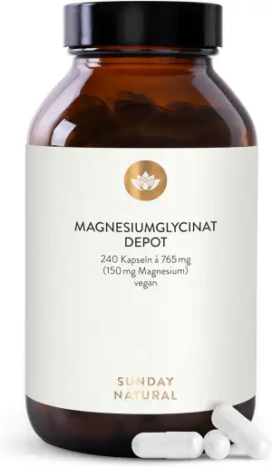 SUNDAY NATURAL® Magnesium Bisglycinat - 240 Kapseln - 300mg reines Magnesium pro