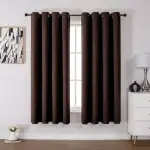 CUCRAF Verdunklungsvorhänge Thermovorhang Kälteschutz 2er Set H175 x B140cm Vorhänge mit Ösen Schokolade Vorhang Blickdicht Weich und Langlebig Schallschutz Vorhang für Schlafzimmer Wohnzimmer