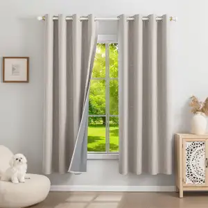 100% Verdunklungsvorhänge Leinen Gardinen mit Ösen 2er Set, Thermovorhang Hitzes