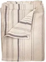 JOWOLLINA Bettüberwurf Tagesdecke Rasa aus Halbleinen Stonewashed (Stripe Natur/Anthrazit, 170x260 cm)