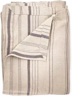 JOWOLLINA Bettüberwurf Tagesdecke Rasa aus Halbleinen Stonewashed (Stripe Natur/