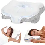 Nackenkissen Kopfkissen Memory Foam Kissen, Ergonomisches Kopfkissen Seitenschläferkissen,Halswirbelkissen Stützendes Nackenkissen Schlaf Kissen Pillow für Seiten Rücken & Bauchschläfer(1 Pcs)