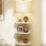 3 Ebenen Eckregal Hängend mit Beleuchtung, 3er Set Wandregal 25 cm Runde Enden Regal Wand Eckregal Wand Schweberegale für Schlafzimmer Wohnzimmer Badezimmer Homeoffice Weiß