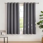 PONY DANCE Verdunklungsvorhänge mit Ösen für Wohnzimmer Thermovorhang Hitzeschutz 2er Set H 175 x B 140 cm Grau, Wohnzimmer Vorhänge Fenster Kurz Blickdicht Bedroom Curtains Blackout
