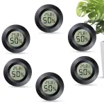 Mini Hygrometer Digital, ℃/℉ Verstellbar, 6pcs, Schwarz, Freistehend, Für Haus, Schule, Weinkeller, Gewächshaus, Keller, Lager