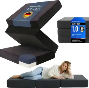 KLEO® Duo Premium Klappmatratze wendbar [H2 & H3] 2 Härtegrade, Gästebett klappb