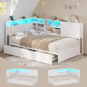 KIMENICH Polsterbett Schlafsofa 90x200 mit LED-Beleuchtung, Ladestation, Tagesbe