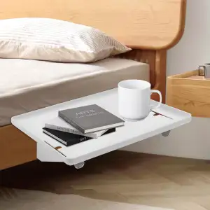 Nachttisch zum Einhängen Weiß, Bettablage 32×23,3×5,3 cm aus ABS, Nachttisch Regal für Bett & Hoc...