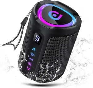 aowoka Bluetooth Lautsprecher mit Licht, 2026 Musikbox Tragbarer Box, Bluetooth 5.4, 30 St, Verbesserter Bass, IPX7 Wasserdicht, Outdoor Lautsprecher für Reisen, Sport, Party, Radfahren