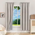 100% Verdunklungsvorhänge Thermovorhänge Kälteschutz Gardinen mit Kräuselband 175 x 140 cm (HxB) 2er Set Leinenoptik Vorhänge Blickdicht Grauweiß, Schiebegardinen Wohnzimmer Curtain