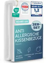 Twinzen 2er-Set Milbenbezug Kopfkissen 80x80 Bezug - Kissenschoner 80x80, Allergiker Bettwäsche m...
