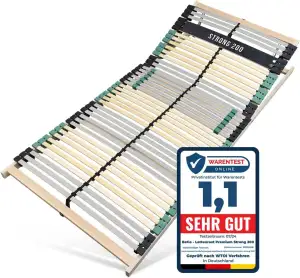 Lattenrost 140x200 Premium Strong bis 200Kg, Kopfteil verstellbar, 7-Zonen-Latte