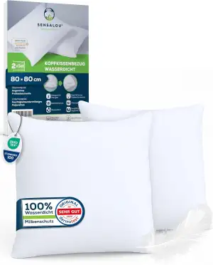 Sensalou Kissenbezug wasserdicht 2er Set in 7 Größen - 80x80 cm Kopfkissenbezug 