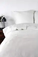 jilda-tex Leinenbettwäsche Uni Leinen Bettwäsche 135x200 cm + 80x80 cm 100% Leinen (Weiß, 135 x 200 cm)