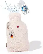 kontor28 - kuschelige TEDDY Wärmflasche mit Bezug aus super weicher 100% Bio-Baumwolle, handgefertigt Made in Germany, auslaufsicher, geruchlos und schmerzlindernd für Kinder/Erwachsene - 2,0 Liter