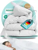 BEFA NATUR Daunendecke Ganzjahr 135x200 cm | 90% Daunen & 10% Federn | 624g Füllgewicht | Allergiker geeignet (NOMITE) | Tierwohl Zertifiziert (DOWNPASS) | Oeko-TEX Klasse 1 | Made in Germany