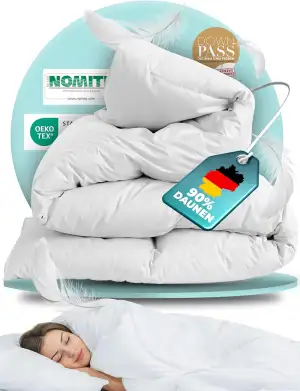 BEFA NATUR Daunendecke Ganzjahr 135x200 cm | 90% Daunen & 10% Federn | 624g Füll