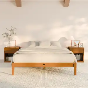 RECCI Bettgestell 160x200 aus massivem Bambus, Massivholzbett mit Steckverbindun