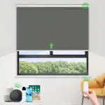 HOMEDEMO Elektrische Rollos Wiederaufladbare Verdunklungsrollo mit Motor & Fernbedienung, Dunkelgrau 60x150cm(BxH), Rollo Innen ohne Bohren klemmfix/mit Bohren, Smart Rollo mit Alexa kompatibel