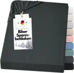 Carpe Sonno Warmes Biber Spannbettlaken 140x200cm Anthrazit [Made in Germany] 15 bis 25cm Steghöhe - mit Gummizug | Flanell Bettlaken | Winter Spannbetttücher flauschig | Biber Bettlaken Dicker Stoff