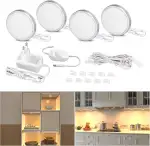 WOBANE LED Schrankbeleuchtung Dimmbar,4er Warmweiß Vitrinenbeleuchtung,Helle Unterbauleuchte für Küche,Schrank,Regale,Kleiderschrank,2700K,112 LEDs,24V