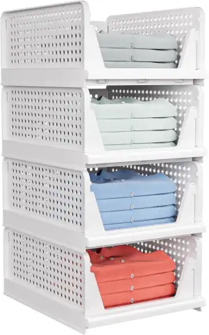 caktraie 4 Pack Stapelbar Schrank Kleiderschrank Organizer - Schrank Organizer f