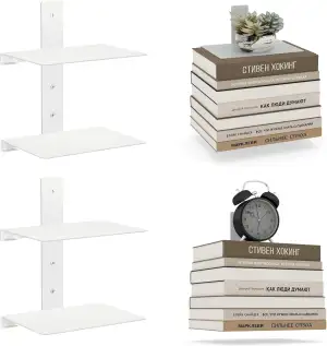 ohbien 2er Set Unsichtbare Bücherregale Schwebende 4 Stöckiger Vertikaler Bücher