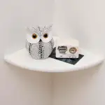 Gieanoo Eckregal Hängeregal Weiß, Eiche Massivholz runde Wandregal Holz kleines Regal Pflanzenregal für Schlafzimmer Wohnzimmer Radius 18cm