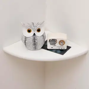 Gieanoo Eckregal Hängeregal Weiß, Eiche Massivholz runde Wandregal Holz kleines 