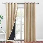 PONY DANCE Vorhang Blickdichte Gardinen Beige 2er Set H 245 x B 140 cm Thermal Blackout Curtains ...