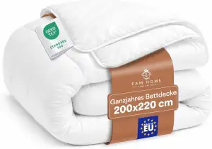 FAM Home Bettdecke 200x220 Weiche Mikrofaser Waschbar Ganzjährig I Zudecke Antia