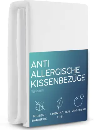 Twinzen 2er-Set Milbenbezug Kopfkissen 80x80 Bezug - Kissenschoner 80x80, Allerg