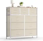 HOKEEPER Kommode,Sideboard mit 9 Stoffschubladen, Chest of Drawers,Aufbewahrungsschrank für Schlafzimmer/Wohnzimmer/Diele, Kleiderschrank Ergänzung