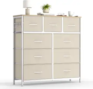 HOKEEPER Kommode,Sideboard mit 9 Stoffschubladen, Chest of Drawers,Aufbewahrungs