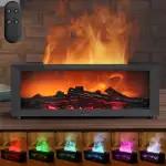 Aroma Diffuser mit LED Kamin - 150ml Luftbefeuchter & Duftöl Diffusor, 7-Farben-Flammeneffekt, Fernbedienung, 4 Timer, Wasserlose Abschaltautomatik