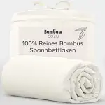 Bambaw Spannbettlaken Bambus 140x200cm, 35 cm Steghöhe, weiche & hypoallergene Bettwäsche, kühlen...
