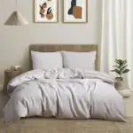 CHUFFED Leinen Bettwäsche 200×200 3teilig Bettwäsche-Sets 100% Naturleinen Bettwäsche-1 Bettbezug 200×200 cm + 2 Kissenbezug 80×80 cm mit Reißverschluss, Weich Atmungsaktiv, Natur Leinen