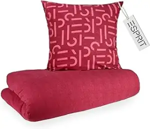 Esprit Flanell Bettwäsche 155x220 Baumwolle Rot - Luxus Bettwäsche-Set 2teilig Ö