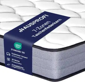 HAUSPROFI 7-Zonen Taschenfederkernmatratze 90x200cm H3 | Orthopädische Hybrid Ma